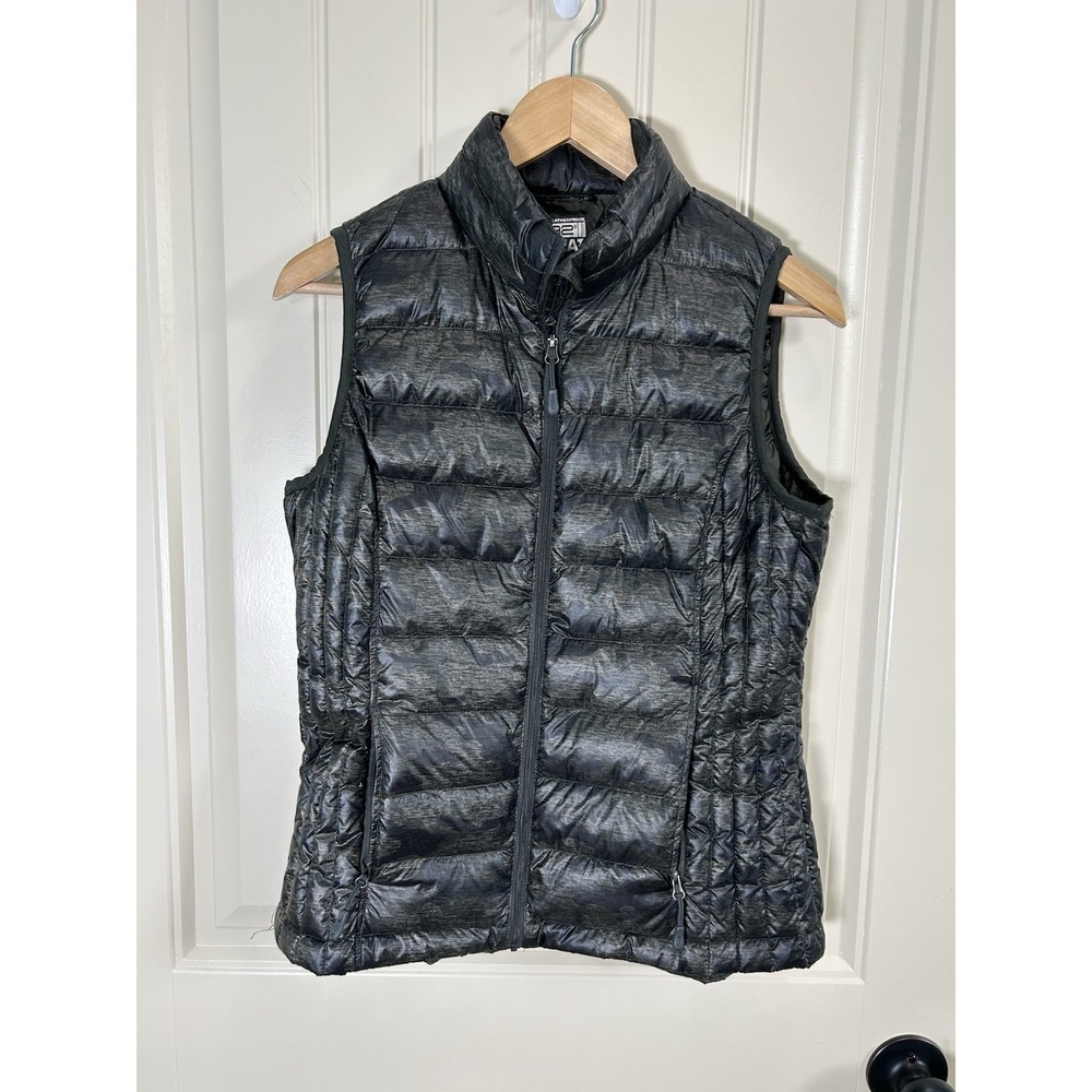 32 Degrees Weatherproof Camouflage Black Green Down Vest Lightweight Fall Small